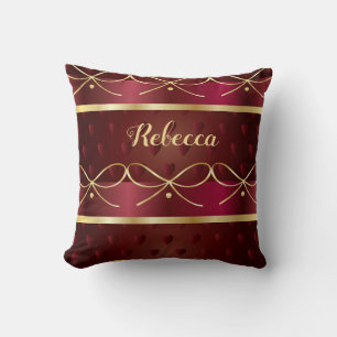 Monogram Vintage Burgundy Färg Decor Luxury Kudde