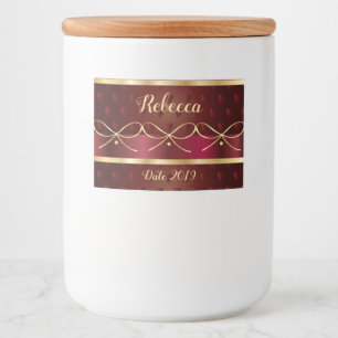 Monogram Vintage Burgundy Färg Luxury Guld Decor Mat Etiketter