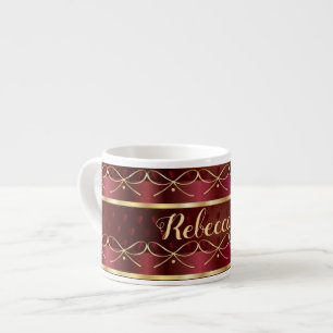 Monogram Vintage Burgundy Färg Luxury Mönster Espressomugg