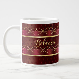 Monogram Vintage Burgundy Färg Luxury Mönster Jumbo Mugg