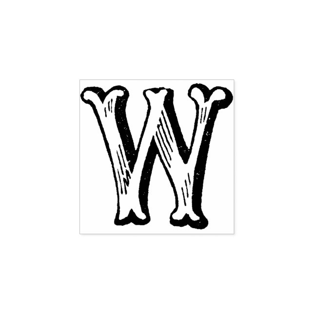 Monogram Vintage dekorativ Brev W Stämpel (Tryck)