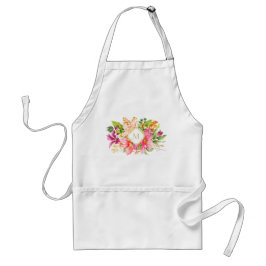 Monogram Vintage Flowers Rosa Pastel Förkläde