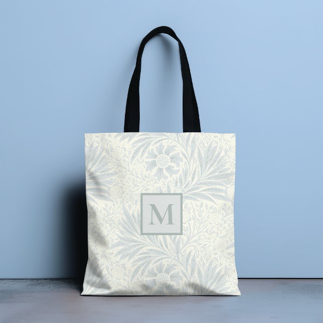 Monogram-Vintage-Grått-Blommönster | Botaniskt Tygkasse (Skapare uppladdad)