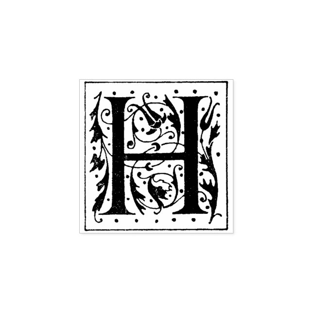 Monogram Vintage initial Brev H Stämpel (Tryck)