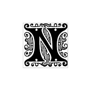 Monogram Vintage initialt brev N Stämpel