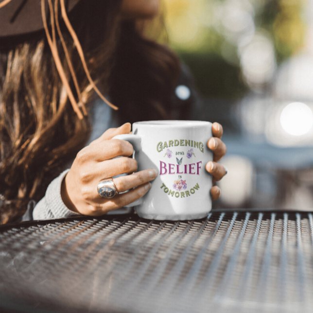 Monogram Vintage Inspirerande Trädgårdscitat Kaffemugg (Skapare uppladdad)