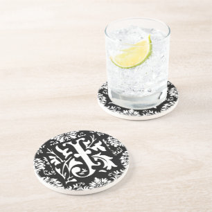 Monogram Vintage J Bröllops årsdags Coasters Underlägg Sandsten