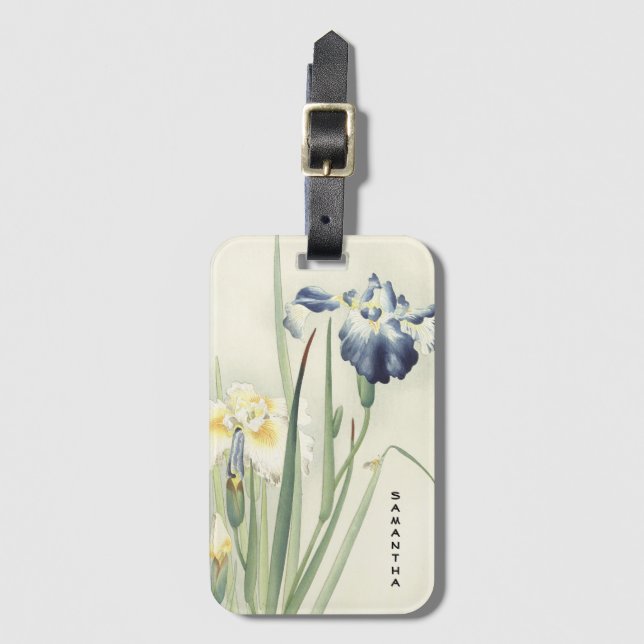 Monogram Vintage Japansk iris Flower Luggage Tag Bagagebricka (Framsida vertikal)