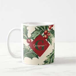 Monogram Vintage jul Holly & Berries Mönster Kaffemugg