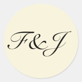 Monogram Vintage Pastel Lemon Gult Bröllop Runt Klistermärke