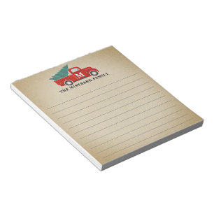 Monogram Vintage Red Lastbil på Kraft Papper Anteckningsblock