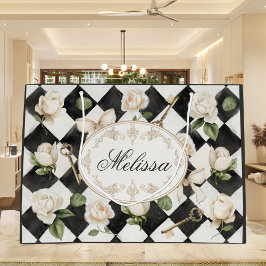 Monogram Vintage Ro Flowers Black White Diamond