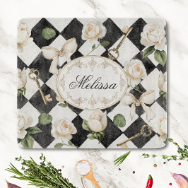 Monogram Vintage Ro Flowers Black White Diamond