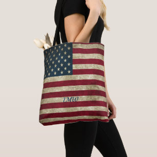Monogram Vintage Rustic Flagga Tygkasse
