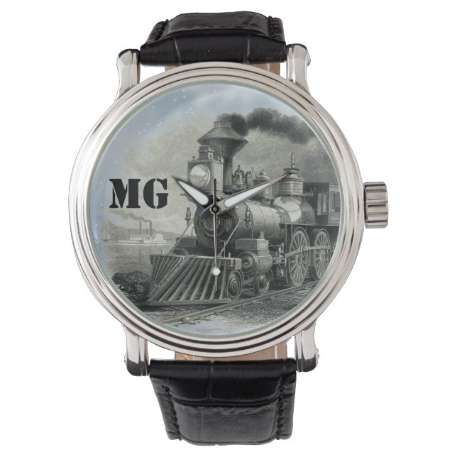 Monogram Vintage Steam Engine Tåg Armbandsur (Framsida)