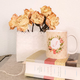 Monogram Vintage Tapet Blommigt Utandning Mugg