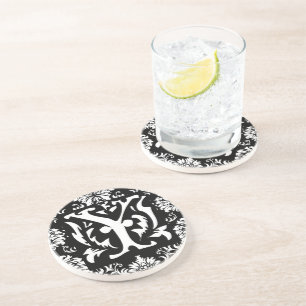 Monogram Vintage Y Bröllop-årsdagen Underlägg Sandsten