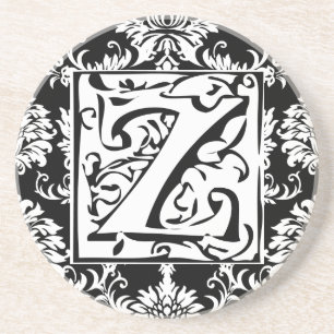 Monogram Vintage Z Bröllop-årsdagen Underlägg Sandsten