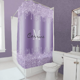 Monogram Violet Lila Dripping Glitter Metallic