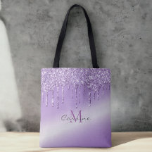 Monogram Violet Lila Dripping Glitter Metallic