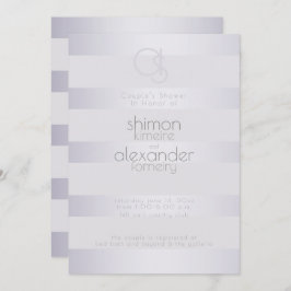 Monogram Violet Silver Shimmer Rand Inbjudningar