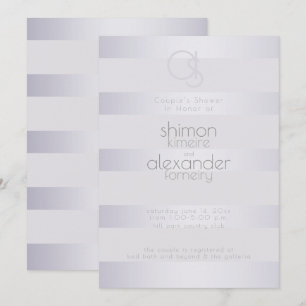 Monogram Violet Silver Shimmer Rand Inbjudningar
