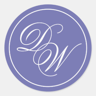 Monogram Violett Lila 2 Initialer Kalligrafi Runt Klistermärke