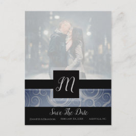 Monogram virvlar Foto Spara datumet Meddelande Vykort