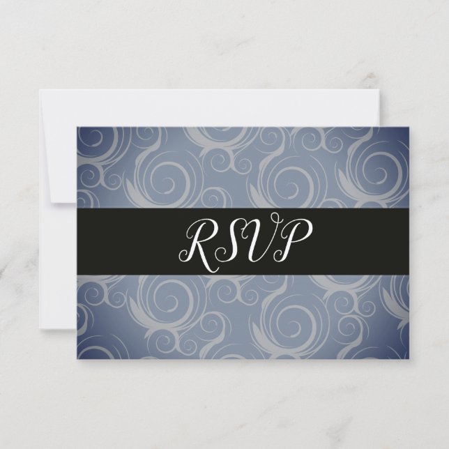 Monogram Virvlar RSVP OSA Kort (Framsida)