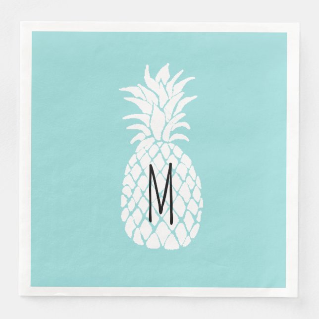 monogram vit ananas pappersservett (Framsida)