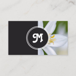 Monogram vit blomma florist bröllopsfixaren grått visitkort