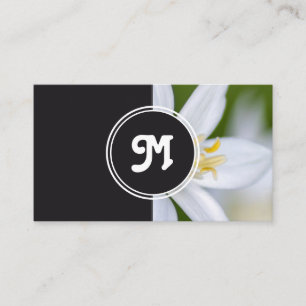 Monogram vit blomma florist bröllopsfixaren grått visitkort