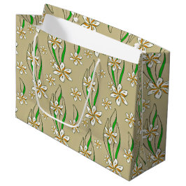 Monogram vit blommigt Beige bakgrund
