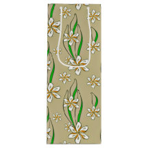 Monogram vit blommigt Beige bakgrund