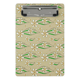 Monogram vit blommigt Beige bakgrund