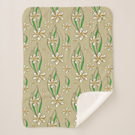 Monogram vit blommigt Beige bakgrund