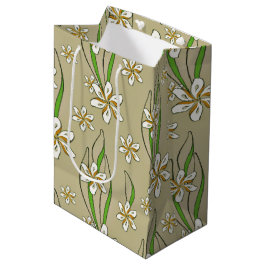 Monogram vit blommigt Beige bakgrund