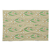 Monogram vit blommigt Beige bakgrund