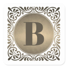 Monogram vit dekorativ initial