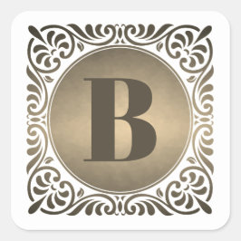 Monogram vit dekorativ initial fyrkantigt klistermärke