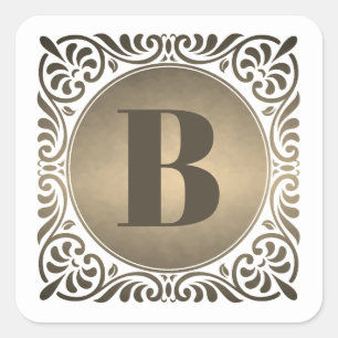 Monogram vit dekorativ initial fyrkantigt klistermärke
