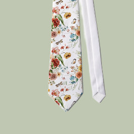 Monogram vit Färgrik Stilleben Blommor Konst Slips