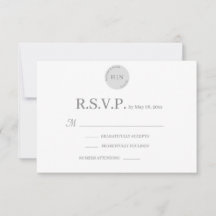 Monogram vit grå modern minimalistisk bröllops-RSV
