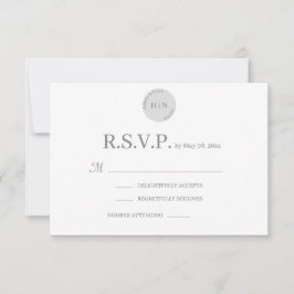 Monogram vit grå modern minimalistisk bröllops-RSV Inbjudningar