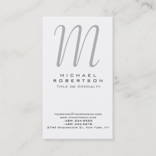 Monogram Vit Grått Professionell Affärskort Visitkort