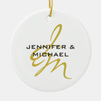 Monogram Vit Guld Färg, modern, minimalistisk