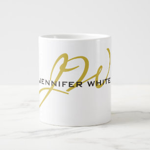 Monogram Vit Guld Färg, modern, minimalistisk Jumbo Mugg