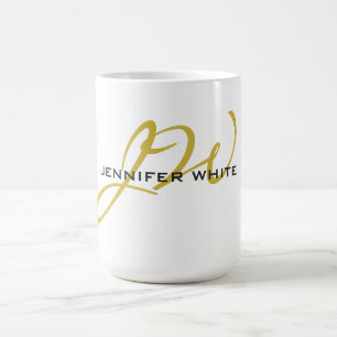 Monogram Vit Guld Färg, modern, minimalistisk Kaffemugg