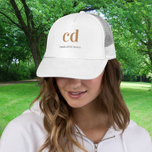 Monogram vit guld namn elegant, modern keps