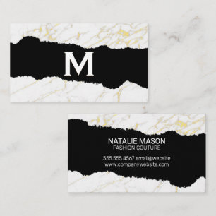 Monogram   Vit marmor   Guldsolja Visitkort